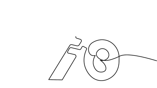 Percent icon one line art animation in minimalist outline style