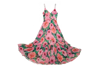 Stylish floral print maxi dress isolated isolated on transparent background