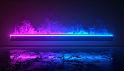 futuristic glowing horizontal bar gradient in black and blue with neon purple transition for tech interface or digital screen background