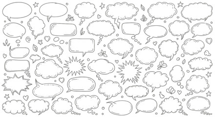Fototapeta premium Hand drawn speech bubbles and thought bubbles collection in black and white
