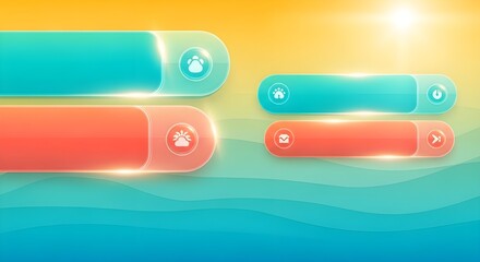 Tropical Colorful Glassmorphism UI with Vibrant Glowing Accents