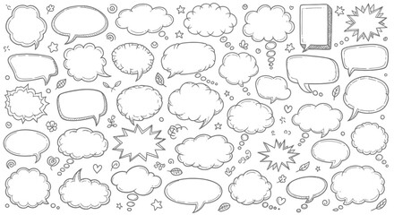 Fototapeta premium Hand drawn speech bubble collection comic style dialogue and thought balloons