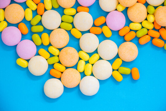 Candy on the colorful background