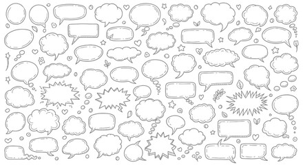 Collection of hand drawn speech bubbles and thought bubbles in vector format