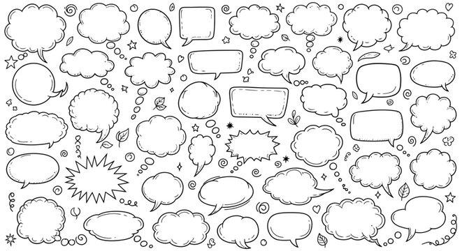 Hand drawn speech bubbles collection comic style dialogue and thought balloons