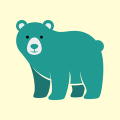 Flat one color vector cartoon bear, smooth minimal shapes, no line details