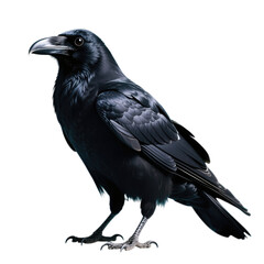 Fototapeta premium Detailed illustration of a black raven in profile with glossy feathers