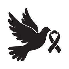 Dove carrying aids awareness ribbon vector design for peace and support during world aids day campaign on white background for graphic resources