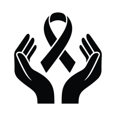Helping hands holding aids and cancer day ribbon symbol for support and awareness during aids campaign on white background for education project