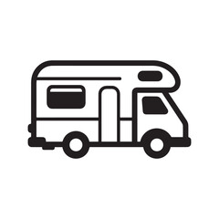  Bold Minimalist Camper Van Silhouette Icon for Travel, Adventure, Camping and Outdoor Exploration.