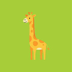 Obraz premium Single tone flat vector cartoon giraffe, minimal and cute, no stroke