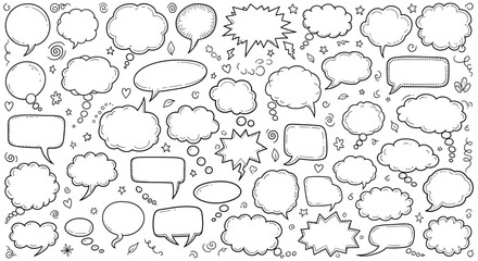 Fototapeta premium Hand drawn speech bubbles and thought bubbles collection for comic and graphic design