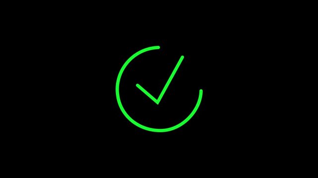 Check Mark Success Icon Reveal on Black Background