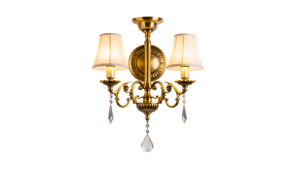 PNG Art deco brass wall sconce light, isolated on transparent background
