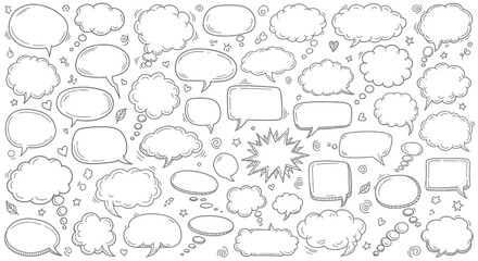 Hand drawn speech bubbles collection for comic book design and social media posts