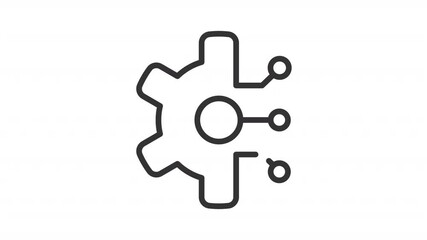 Digital transformation ui icon line animation. AI network automation. Data integration technology. Machine learning animated user interface element isolated on white. HD video with alpha channel