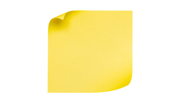 PNG Blank yellow sticky note with a curled corner, isolated on transparent background