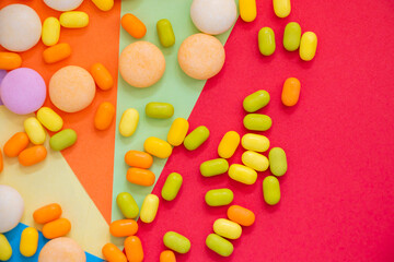 Candy on the colorful background