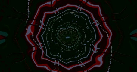 Experience a mesmerizing tunnel that features lively swirling patterns and colors moving seamlessly in a continuous loop. Ideal for creating a soothing ambiance or dynamic backdrop.