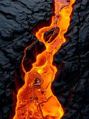 Golden molten texture resembling a glowing riverbed flowing over dark rock.
