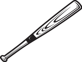 Baseball bat icon 2D vector line art in a clean minimalist style