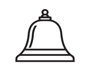 Bell icon 2D vector line art in a clean minimalist illustration black