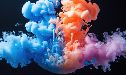Naklejka premium Colorful abstract smoke plumes on dark background for artistic design