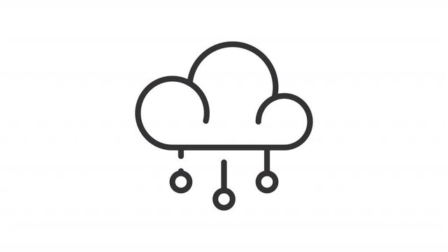 Cloud computing ui icon line animation. AI technology of digital information storage. Data protection system animated user interface element isolated on white. HD video with alpha channel - Powered by Adobe