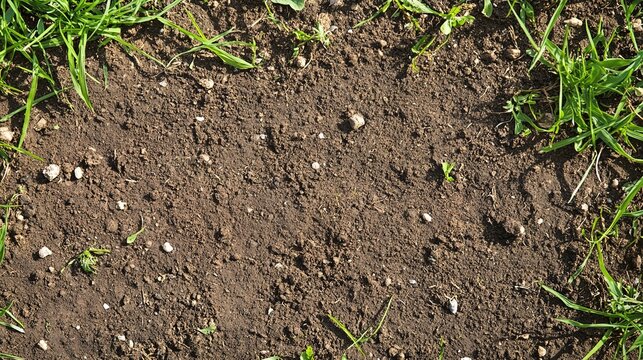 spodumene. Small depression in lawn with scattered soil fragments and textured ground. real-estate listings, architecture portfolios, designed for real-estate listing and luxury residence showcases.