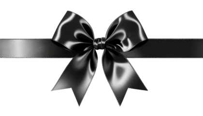 PNG Elegant black satin gift bow on transparent background