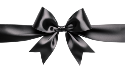 PNG Elegant black satin gift bow on transparent background