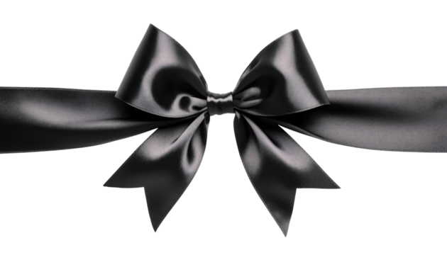 PNG Elegant black satin gift bow on transparent background