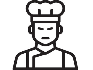 Cook icon 2D vector line art in a clean minimalist design black