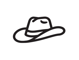 Cowboy hat icon 2D vector line art in a clean minimalist illustration