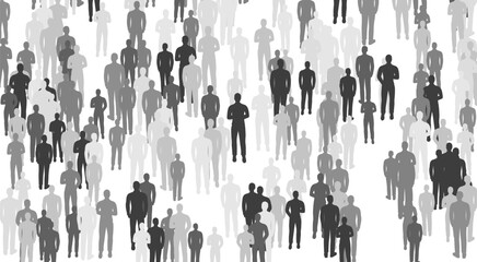 People crowd. Concept of festival, demonstration, party or public protest. Vector horizontal background from isolated people silhouettes.