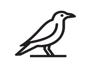 Crow icon 2D vector line art in a clean minimalist graphic black