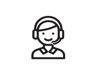 Customer service icon 2D vector line art in a clean minimalist design