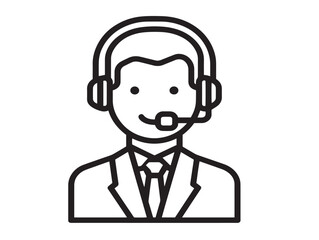 Customer service icon 2D vector line art in a clean minimalist illustration