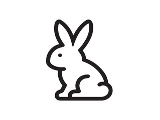 Easter bunny icon 2D vector line art in a clean minimalist design