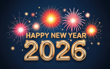 Happy new year 2026 fireworks celebration background