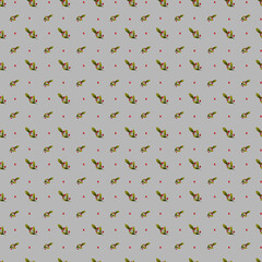 Watercolor seamless pattern with berries on a gray background. Design with red berries and leaves. Design for paper, background, menu, poster, textile, wallpaper, business cards.