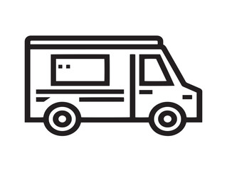 Food truck icon 2D vector line art in a clean minimalist graphic