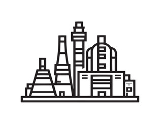 Industry icon 2D vector line art in a clean minimalist graphic black