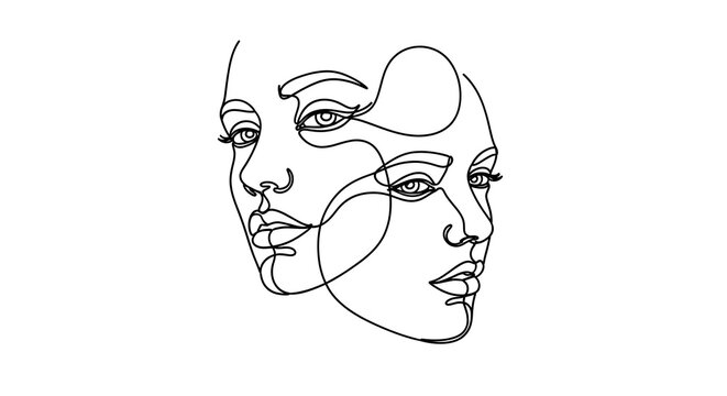 Continuous Line Drawing of Two Faces in Profile