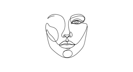 Obraz premium Minimalist line art illustration of a woman's face