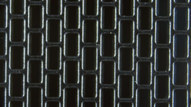 Vape RDA coil, mesh close-up under microscope