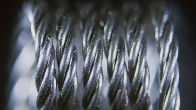 Vape RDA coil, mesh close-up under microscope