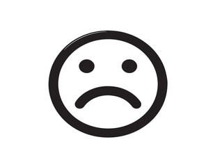 Fototapeta premium Sad icon 2D vector line art in a clean minimalist graphic black
