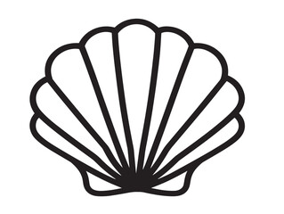 Shell icon 2D vector line art in a clean minimalist graphic black © Mitu321