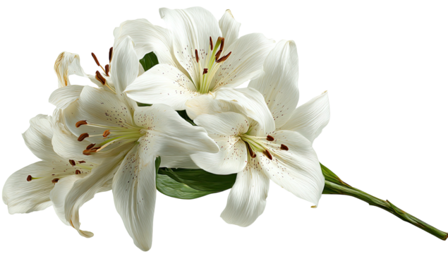 Pure white lilies with prominent stamen
